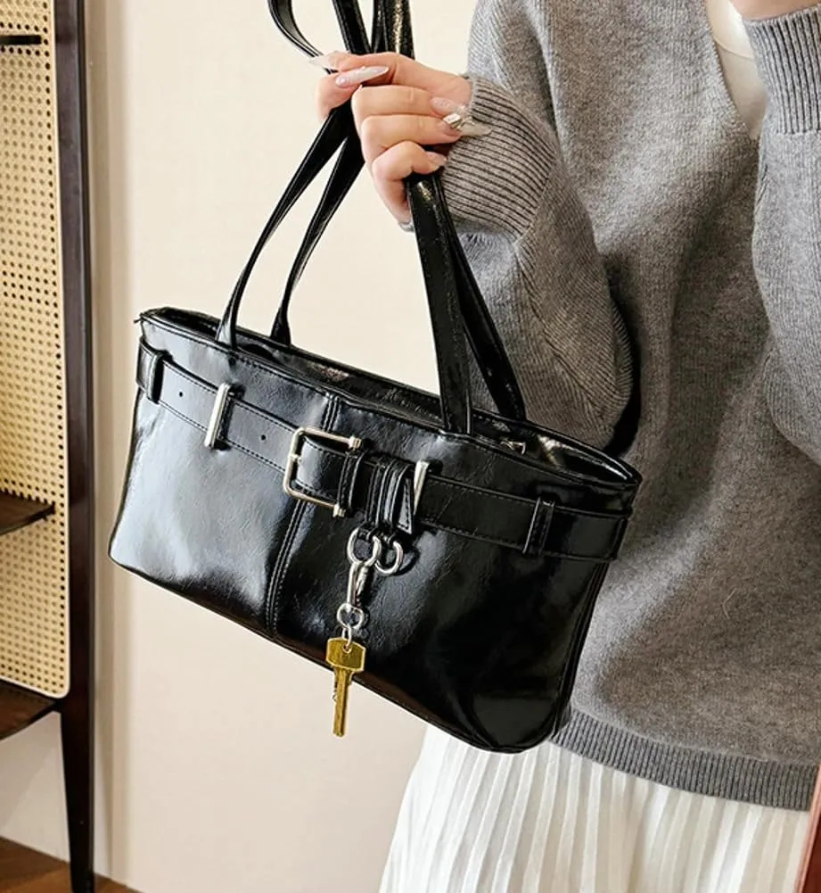 Women PU Leather Underarm Purse Y2K Hobo Clutch Small Trendy Shoulder Bag Solid Tote Handbag