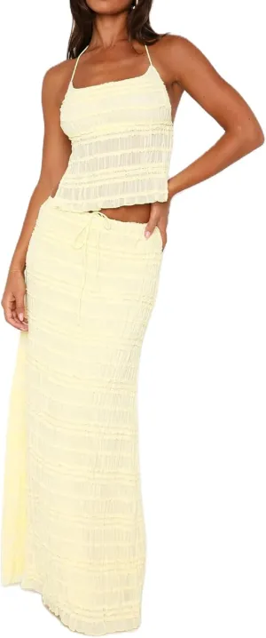 Women Y2k 2 Piece Skirt Sets Tie Front Cami Top and Ruffle Flowy Maxi Skirt Set Vacation Beachwear Outfits