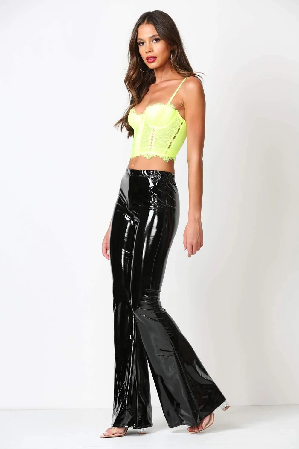 Women's J2 Love Faux Leather Bell Botom Flare Pants