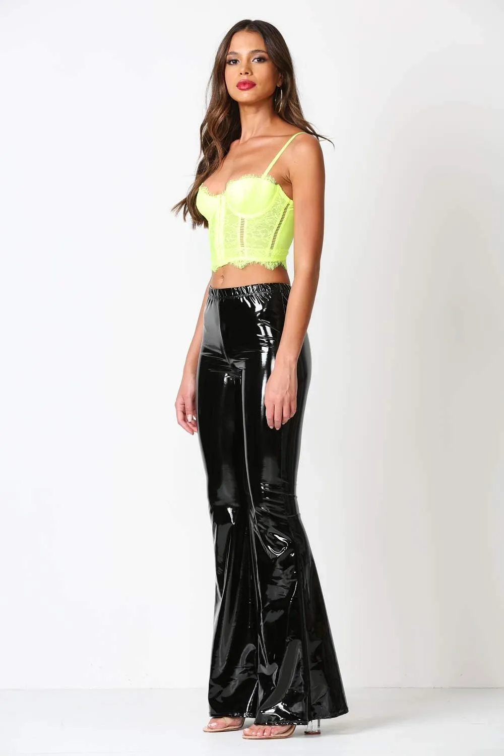 Women's J2 Love Faux Leather Bell Botom Flare Pants