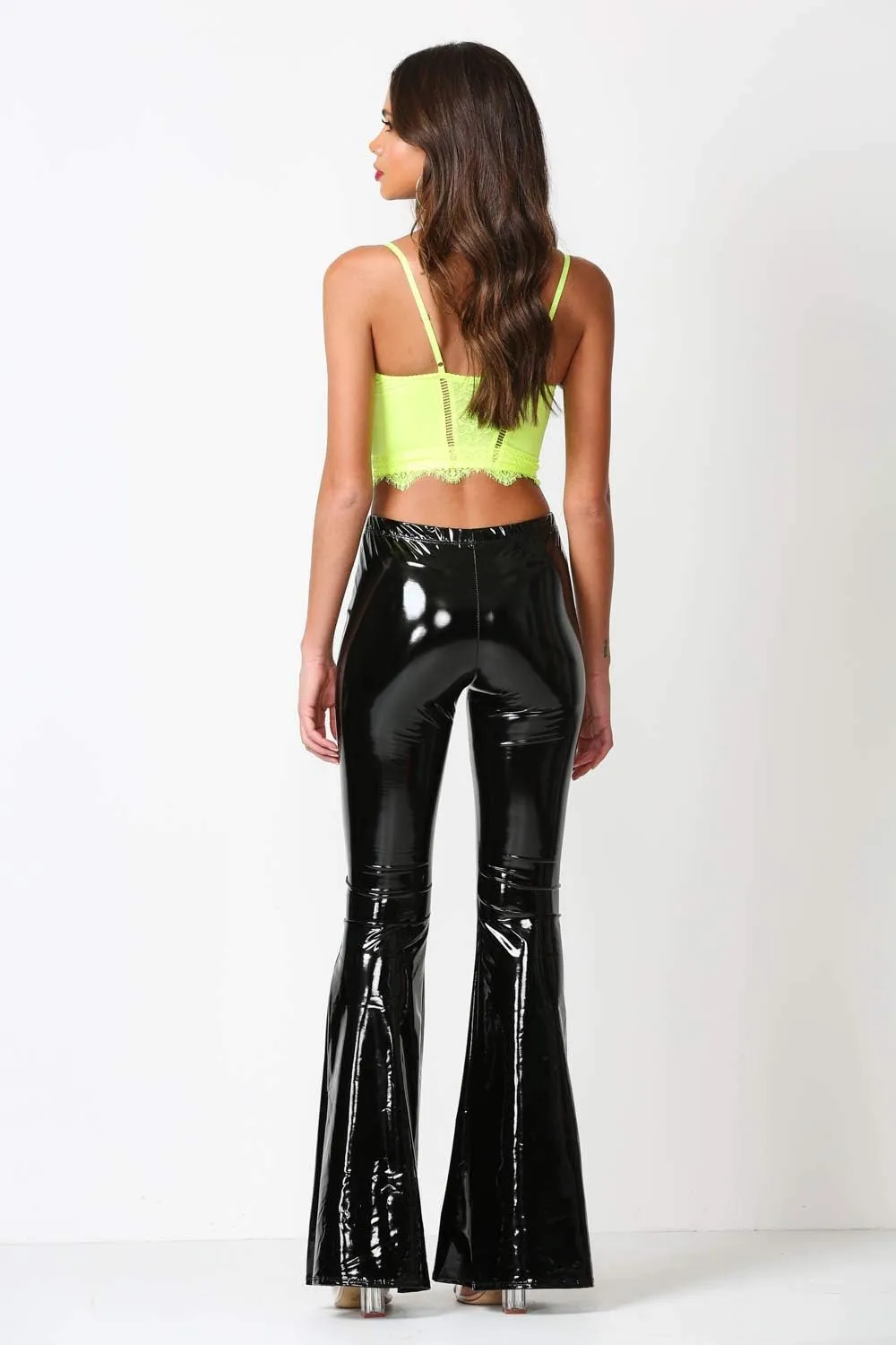 Women's J2 Love Faux Leather Bell Botom Flare Pants