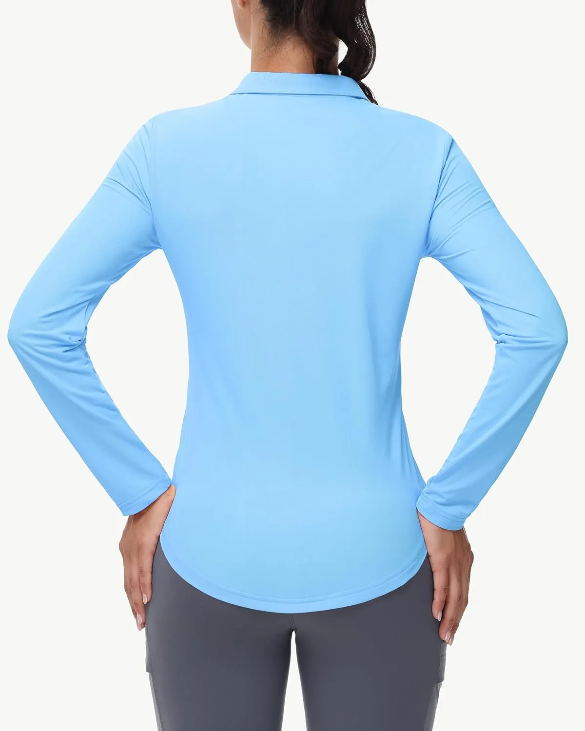 Women's Long Sleeve Golf Shirt Collared Polo Sun Protection Quick Dry Workout Athletic Running Tennis Hiking Lightweight Tops