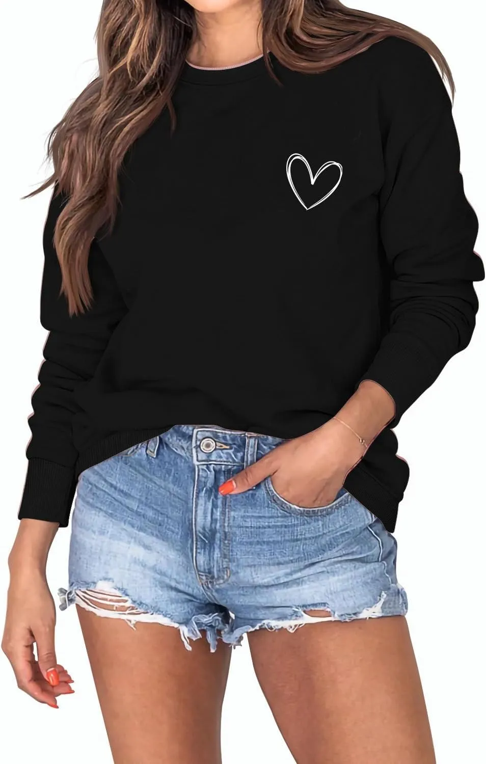 Women's Love Graphic Sweatshirts Dear Person Behind Me Lots of Love Oversized Pullover Long Sleeve Crewneck