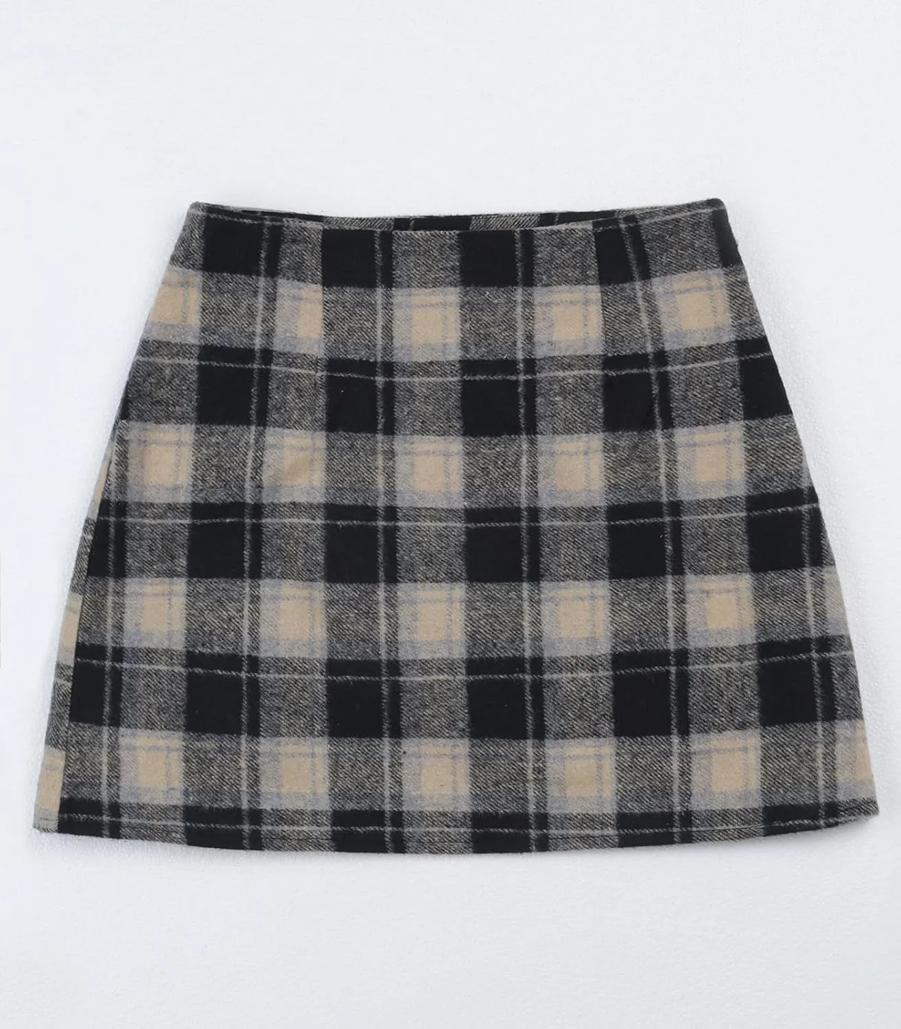 Women's Plaid Mini Skirt Zipper Side High Waisted Pleated A Line Short Skirt