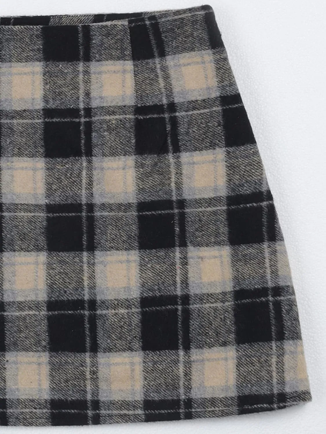 Women's Plaid Mini Skirt Zipper Side High Waisted Pleated A Line Short Skirt