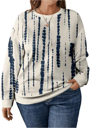 Women's Plus Size Color Block Sweatshirts Crew Neck Long Sleeve Trendy Fall Top