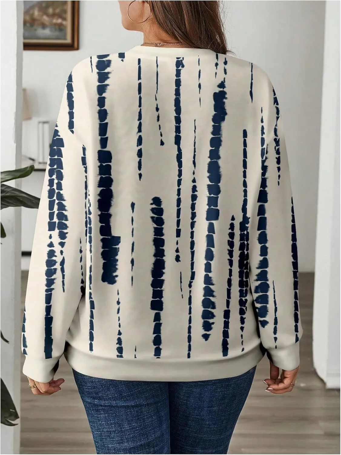 Women's Plus Size Color Block Sweatshirts Crew Neck Long Sleeve Trendy Fall Top