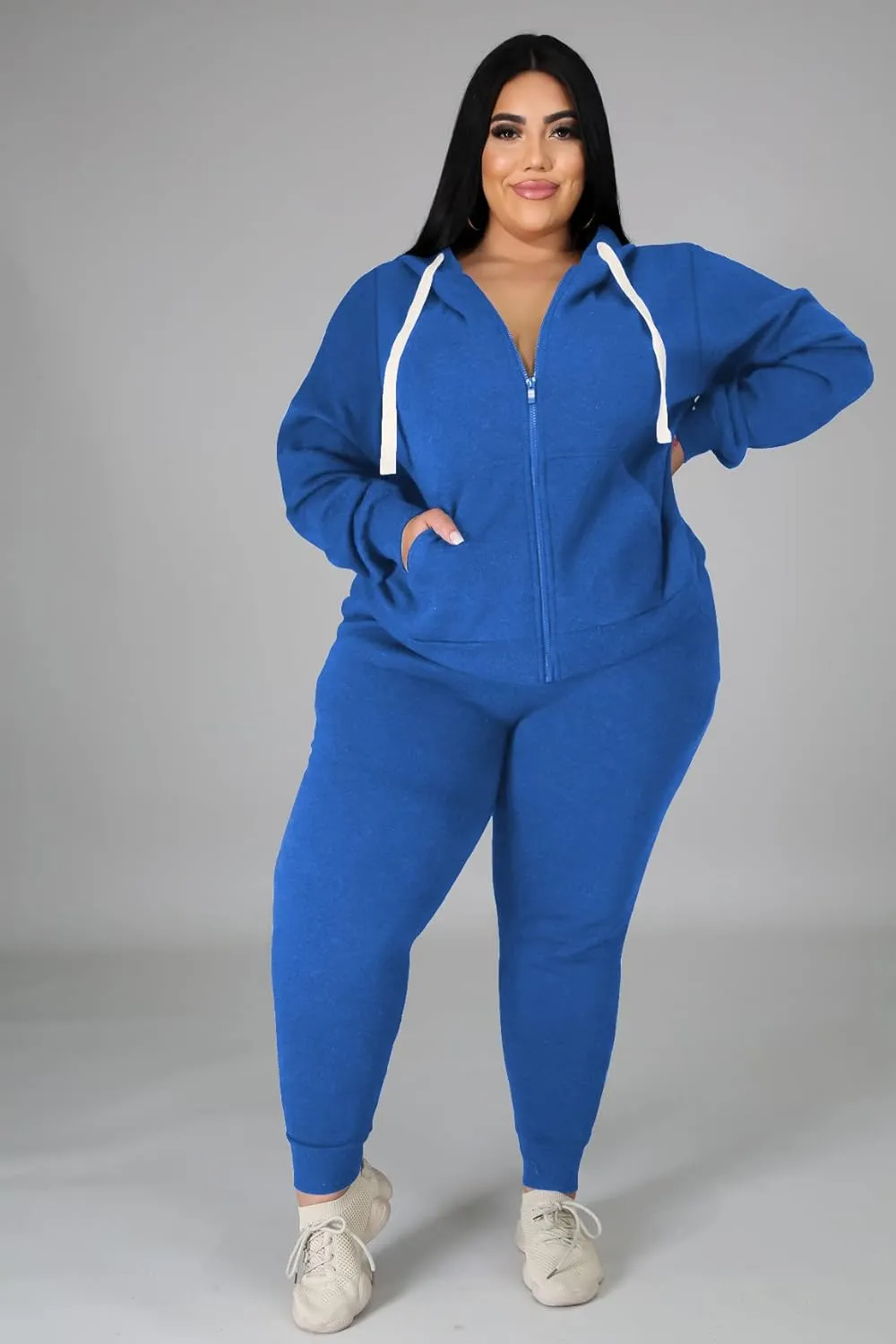 Women's Plus Size Two Piece Outfits Sweatsuits Sets Long Sleeve Loungewear Tracksuit Sets