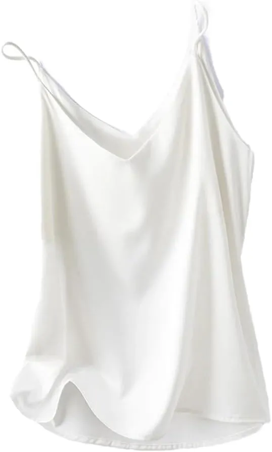 Women's V-Neck Solid Color Casual Simple Base Camisole Satin Classic Plus Size Sleeveless Camisole