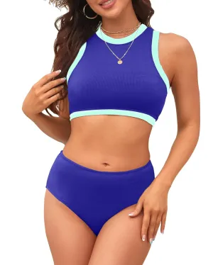 XUNYU Women High Waisted Bikini Set Ribbed 2 Piece Bestselling Swimsuit Tummy Control Bathing Suit for Teens Swim Suit 2025