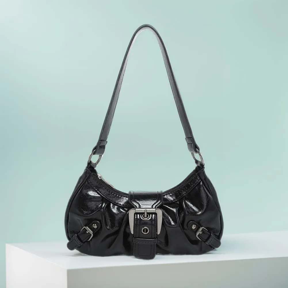 Y2k Purses for Women Small Crescent Shoulder Bag 90s Pu Leather Handbag Trendy Hobo Bag for Work