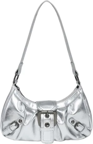 Y2k Purses for Women Small Crescent Shoulder Bag 90s Pu Leather Handbag Trendy Hobo Bag for Work