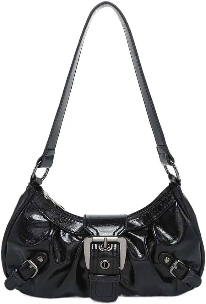 Y2k Purses for Women Small Crescent Shoulder Bag 90s Pu Leather Handbag Trendy Hobo Bag for Work
