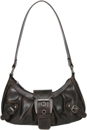 Y2k Purses for Women Small Crescent Shoulder Bag 90s Pu Leather Handbag Trendy Hobo Bag for Work