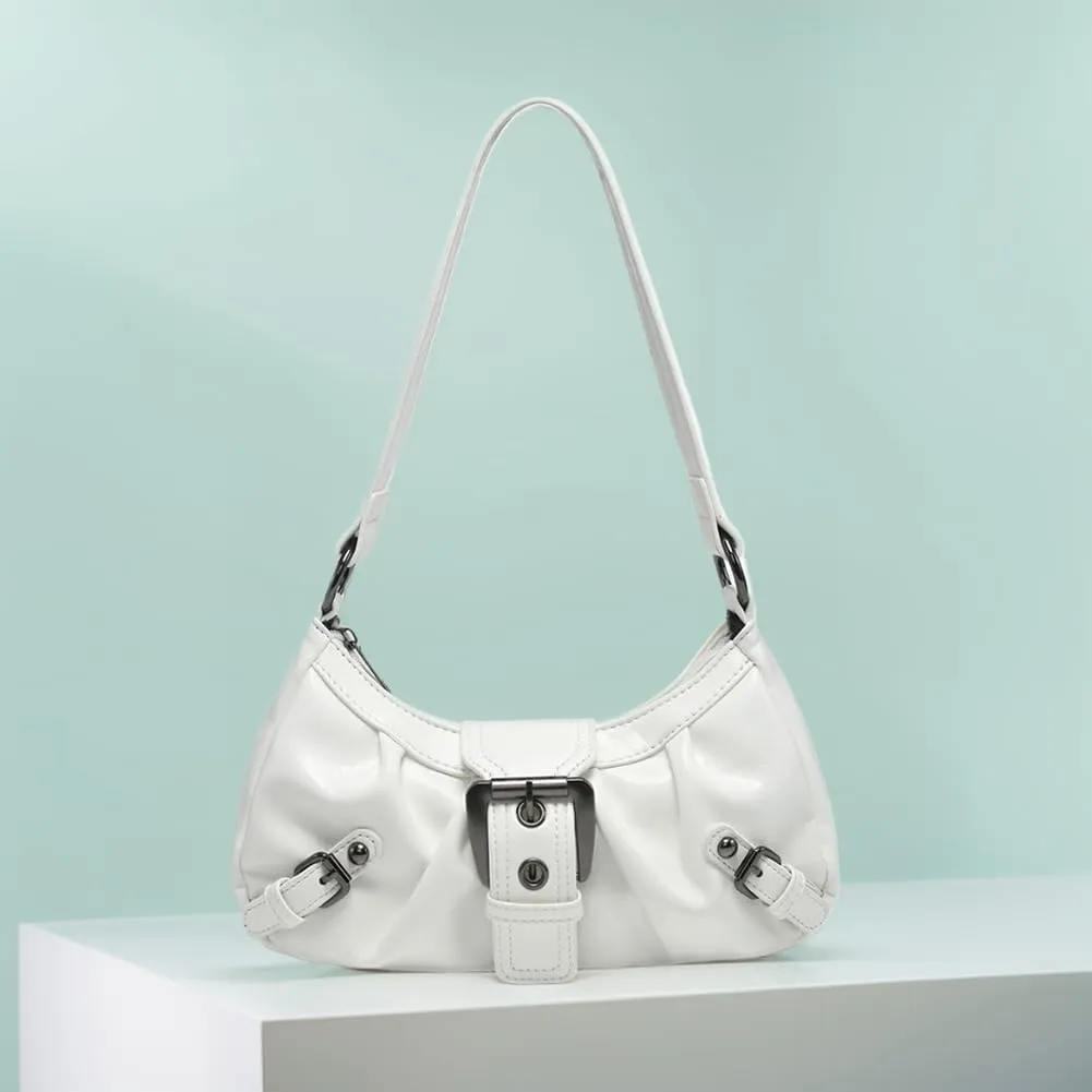 Y2k Purses for Women Small Crescent Shoulder Bag 90s Pu Leather Handbag Trendy Hobo Bag for Work