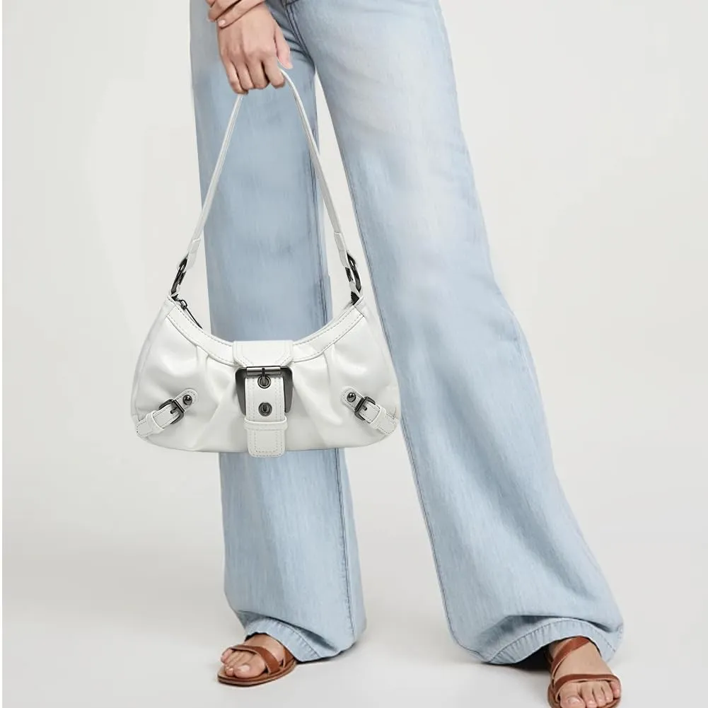 Y2k Purses for Women Small Crescent Shoulder Bag 90s Pu Leather Handbag Trendy Hobo Bag for Work