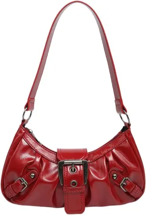 Y2k Purses for Women Small Crescent Shoulder Bag 90s Pu Leather Handbag Trendy Hobo Bag for Work