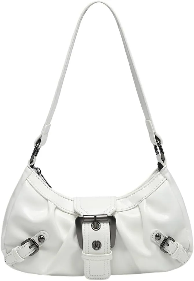 Y2k Purses for Women Small Crescent Shoulder Bag 90s Pu Leather Handbag Trendy Hobo Bag for Work