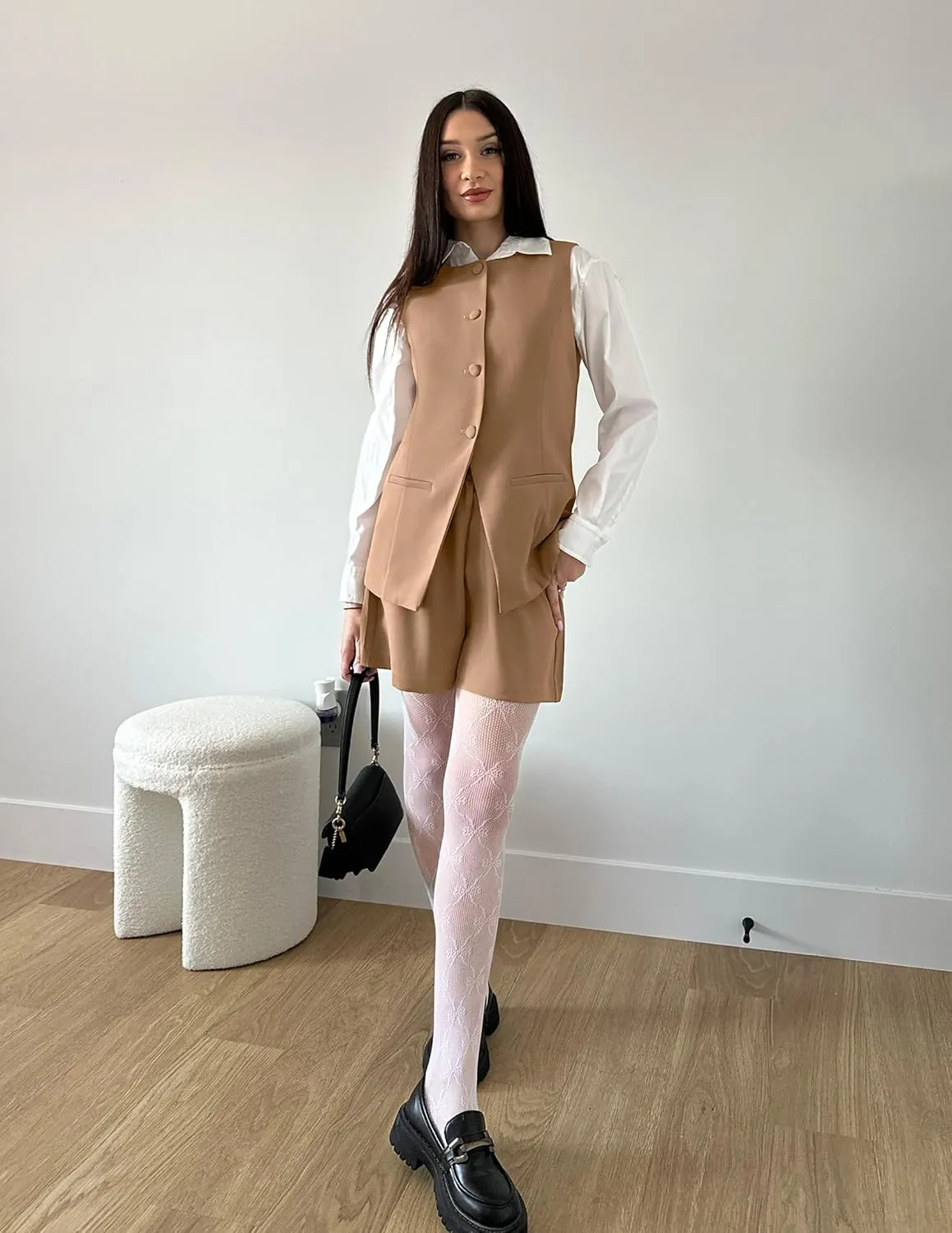 ZESICA Women's 2025 Summer 2 Piece Short Sets Sleeveless Crew Neck Suit Vest Tops High Waist Shorts Business Outfits